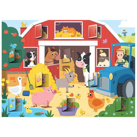 Puzzle cu surprize - Distractie la ferma (20 piese)