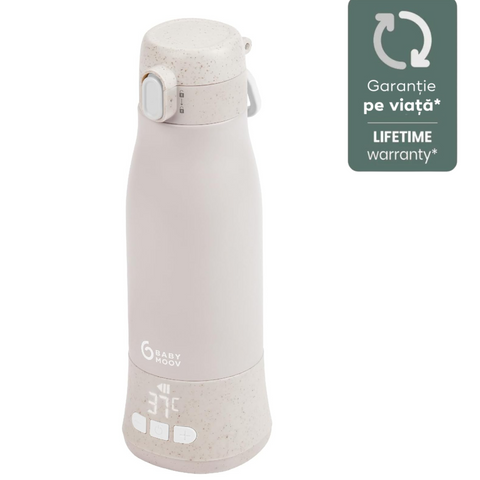 Babymoov - Moov & Feed Incalzitor de biberoane portabil si reincarcabil, Mineral Beige