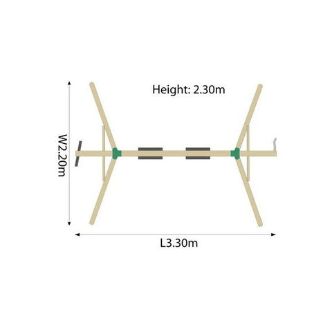 Complex de leagane cu cataratoare Gibbon, pentru 4 copii, din lemn tratat, PLUM 27012