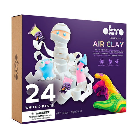 Set de Creatie Air Clay, Okto, 24 culori - White & Pastel