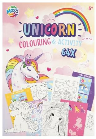 Carte cu activitati de colorat, unicorni, A4, 64 pag, Moxy