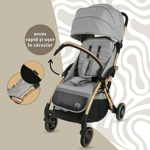 Carucior Sport AppeKids – Upp – Ultracompact, Pliere automata, De la nastere la 22kg - Powder Grey