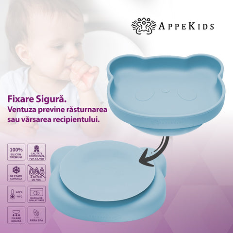 Set Diversificare, AppeKids, 100% Silicon, Panda - Aqua Blue