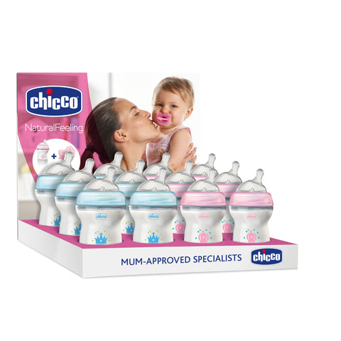 Set promo Chicco biberon 150ml si suzeta s., albastru, 0luni+