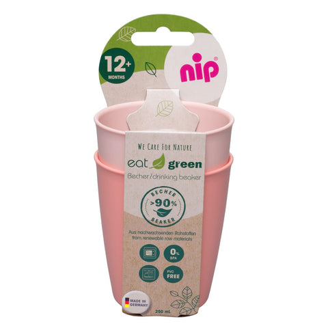 Set 2 pahare de baut Eat Green pentru bebelusi, din plastic bio, lavabile in masina de spalat vase, 12+ luni, nip 37067