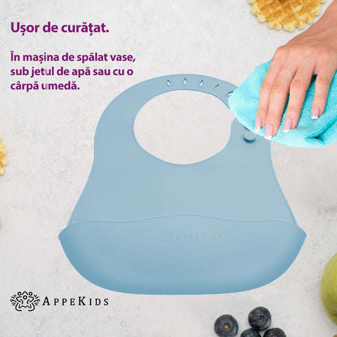 Baveta din silicon, AppeKids - Aqua Blue