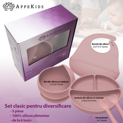 Set Diversificare, AppeKids, 100% Silicon, Classic - Old Rose