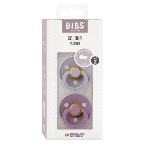 BIBS - Set 2 suzete Colour Latex, tetina rotunda, 6 luni +-Fossil Grey/Mauve