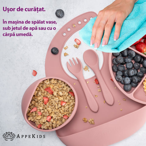 Set Diversificare, AppeKids, 100% Silicon, Classic - Old Rose