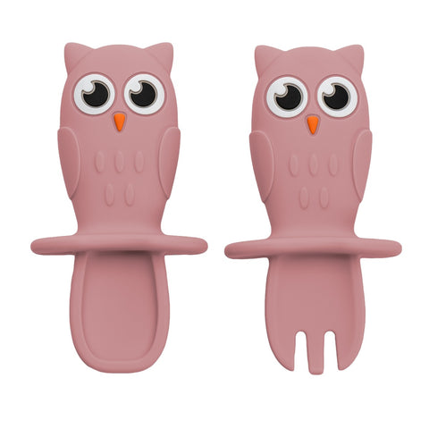 Set Tacamuri din silicon, AppeKids, OWL - Old Rose