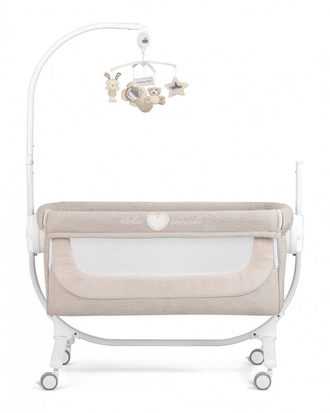 Patut cu leganare, Cullami, co-sleeper 2 in 1, Cu laterala culisanta, Cu setare unghiulara, Cu roti, Reglabil in 8 pozitii pe inaltime, melange beige