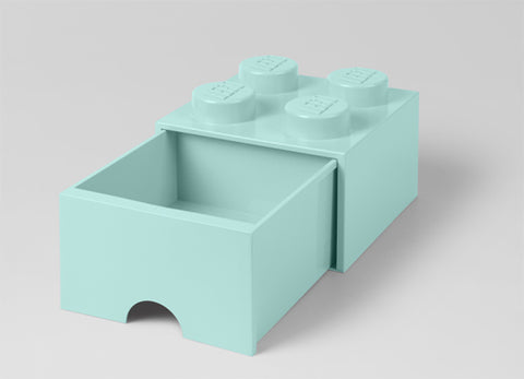 Cutie depozitare LEGO 2x2 cu sertar, aqua