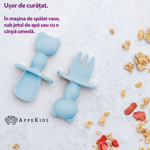 Set Tacamuri din silicon, AppeKids, The Little Bear - Aqua Blue