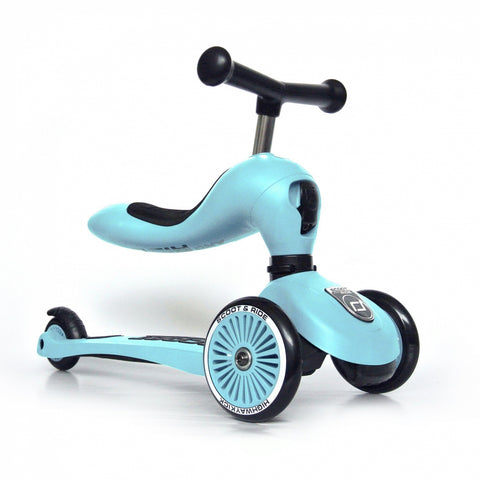 Trotineta copii cu sezut, transformabila 2in1, HighwayKick 1 Blueberry, 1-5 ani, pana la 50 kg, Scoot and Ride