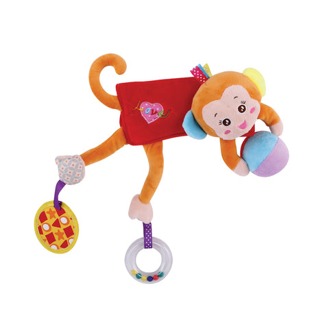 Jucarie zornaitoare din plus, Hug Me, 33 cm, Beige Monkey