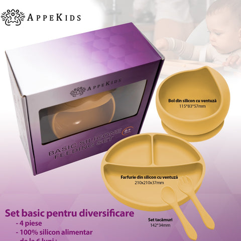 Set Diversificare, AppeKids, 100% Silicon, Basic - Honey