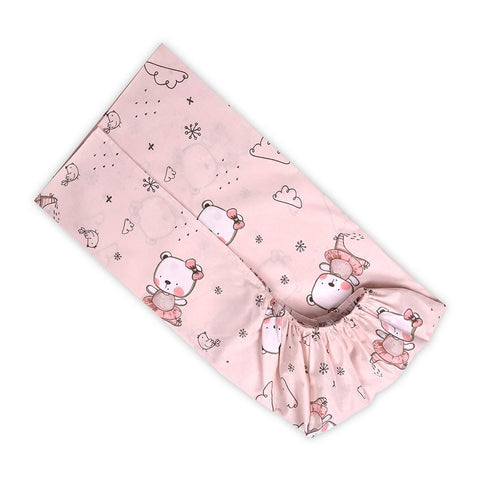 Cearceaf cu banda elastica, bumbac ranforce, 60x120 cm, Pink Ballerina Bear