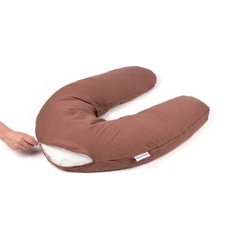 Doomoo - Perna mare 3 in 1 Comfy Big Tetra Brick din bumbac organic: perna gravide, suport pentru hranire, suport pentru bebe