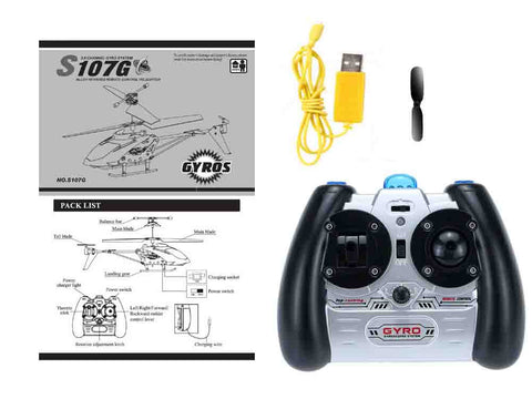 Elicopter de jucarie, Syma, S107G, cu telecomanda, sistem de stabilizare Gyro, 22 cm, Galben