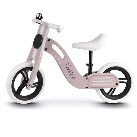 Bicicleta de echilibru din lemn pentru copii, scaun din spuma, roti 12 inchi, Ricokids, Veltino, 7619, Roz