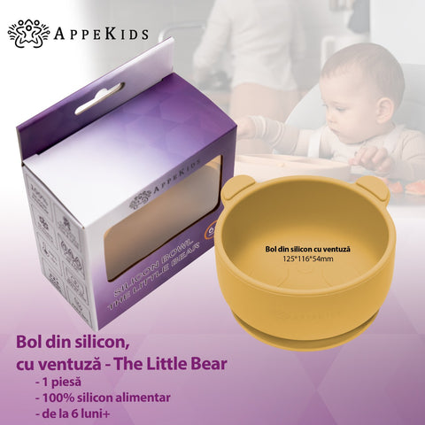 Bol din silicon cu ventuza, AppeKids, The Little Bear - Honey