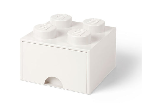 Cutie depozitare LEGO 2x2 cu sertar, alb