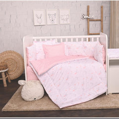 Set lenjerie pat 8 piese, bumbac ranforce, Trend, Pink Moons & Stars