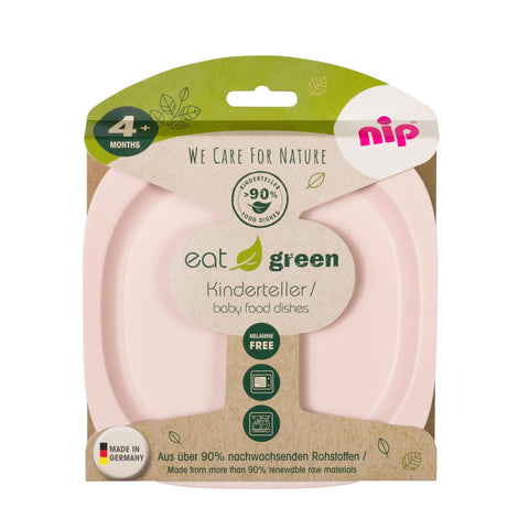 Set 2 farfurii intinse Eat Green pentru mancarea copiilor, din plastic bio, lavabile in masina de spalat vase, 4+ luni, nip 37068