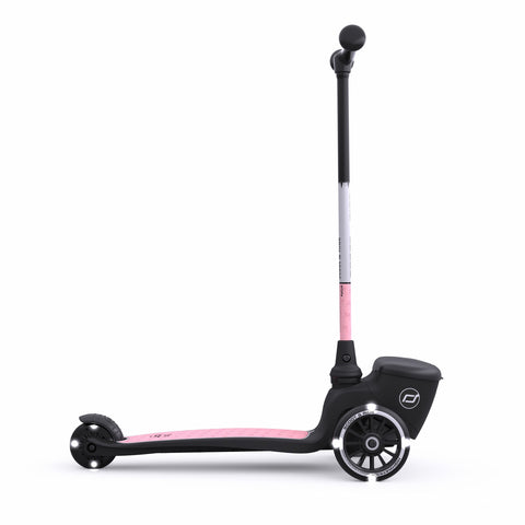 Trotineta copii pliabila cu roti luminoase, suport jucarie, Highwaykick 2 Lifestyle Rose Reflectorizant, 2 ani +, pana la 50 kg, Scoot Ride