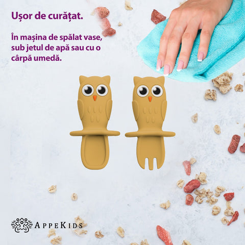 Set Tacamuri din silicon, AppeKids, OWL - Honey