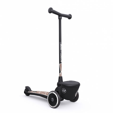 Trotineta copii pliabila, suport jucarie, Highwaykick 2 Lifestyle Brown Line, 2 ani +, pana la 50 kg, Scoot Ride