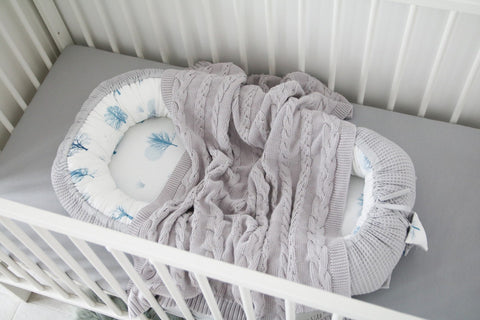 Babynest pentru copii, 80 x 50 cm, ajustabil, portabil, reductor patut, Tiny Star Magic & Grey