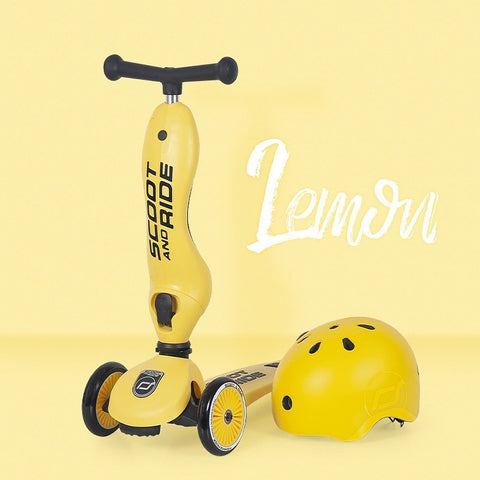 Casca de protectie pentru copii, sistem de reglare magnetic cu led, S-M, 51-55 cm, 3 ani+, Lemon, Scoot Ride