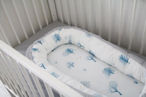 Babynest pentru copii, 80 x 50 cm, ajustabil, portabil, reductor patut, Tiny Star Magic & Grey