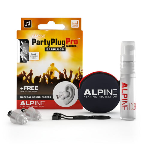 Dopuri de urechi antifonice pentru adulti cu filtru profesional pentru muzica, reutilizabile, transparente, SNR 21dB, ideale pentru petreceri si concerte, ALPINE PartyPlug PRO Natural ALP24883