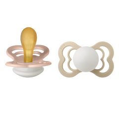 Bibs - Set 2 suzete Supreme Fosforescente GLOW Latex, tetina simetrica, 6 luni +