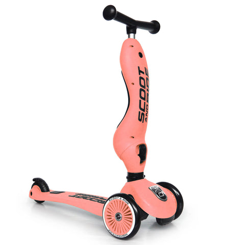 Trotineta copii cu sezut, transformabila 2in1, HighwayKick 1 Peach, 1-5 ani, pana la 50 kg, Scoot Ride