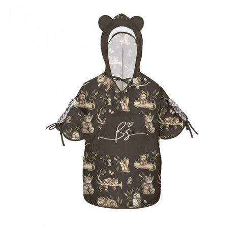 Pelerina de Ploaie pentru Copii, Poncho pentru ploaie 1,5-8 ani, Happy Bear dark