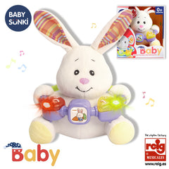 Jucărie interactiva bebe cu activități și lumini 20 cm - Iepuraș