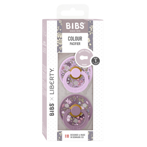 BIBS x LIBERTY - Set 2 suzete Colour Chamomile Lawn Latex, tetina rotunda, 0 luni+