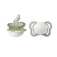 Bibs - Set 2 suzete Fosforencente Couture Glow Silicon, tetina anatomica, 0 luni +-Sage/Cl...