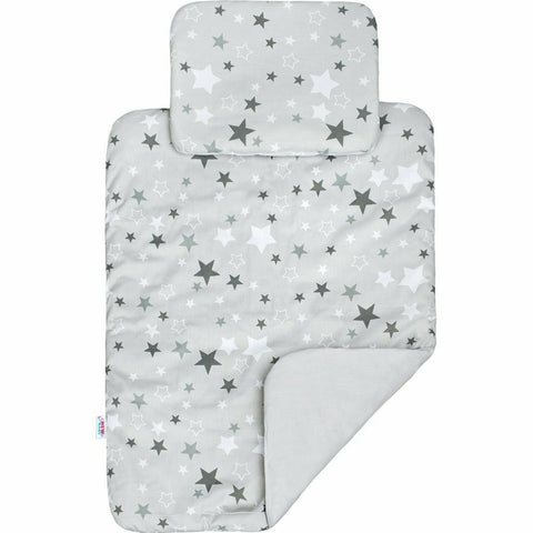 Set 3 piese, New Baby, Baby Nest, Cu paturica si pernuta, White/Grey stars