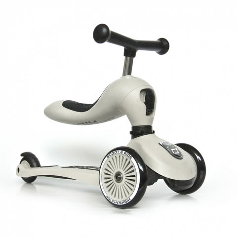 Trotineta copii cu sezut, transformabila 2in1, HighwayKick 1 Ash, 1-5 ani, pana la 50 kg, Scoot & Ride