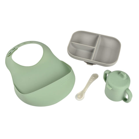 Set de masa silicon Beaba Essentials Grey Sage Green