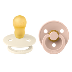 Bibs - Set 2 suzete Colour Latex, tetina rotundă, 18 luni +-Ivory/Blush