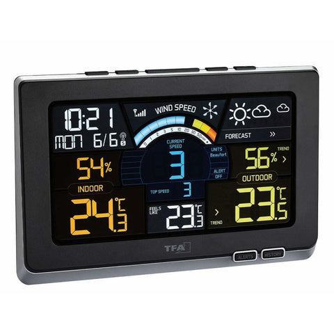 Statie meteo digitala Spring Breeze cu senzor extern wireless de temperatura, umiditate, viteza vant TFA 35.1140.01