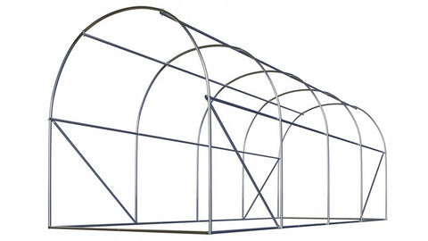 Solar de gradina, tip tunel, 9mp, 450 cm x 200 cm x 200 cm, folie PE 140g/m² cu filtru UV4, 6 ferestre, snur 100 m, Plonos, Alb