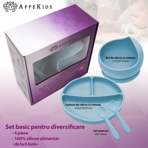 Set Diversificare, AppeKids, 100% Silicon, Basic - Aqua Blue