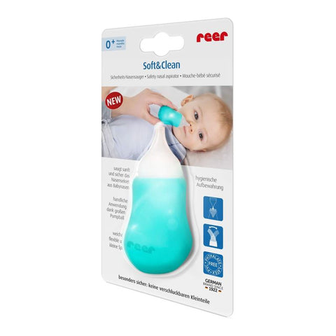 Aspirator nazal pentru bebelusi Soft&Clean, cu pompita, 0+ luni, Reer 79112