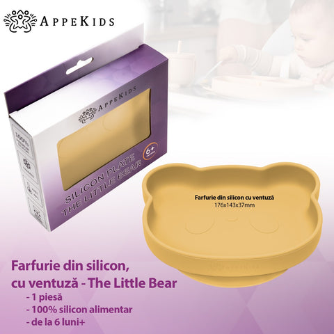 Farfurie din silicon cu ventuza, AppeKids, The Little Bear - Honey